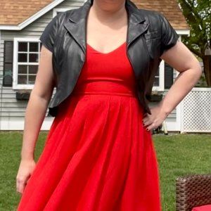 Real Leather Cache Cropped Jacket